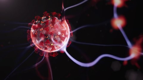 Coronavirus on Plasma Ball. Covid-19 Global Pandemic Concept. Close-Up. 
