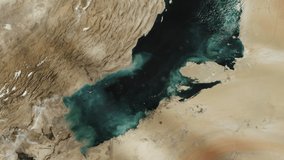 Persian Gulf from Space. Elements of this video furnished by NASA. 