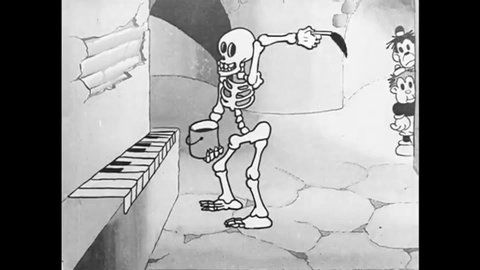 1931 - In this animated film, Van Beuren's Tom and Jerry are spooked by ghosts and watch skeletons play the piano and dance in a castle.