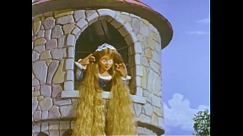 1951 - In this Ray Harryhausen stop-motion animated film, a prince waits by Rapunzel's tower and watches how a witch uses Rapunzel's hair to climb.