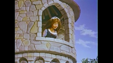 1951 - In this Ray Harryhausen stop-motion animated film, Rapunzel lets down her hair for the witch to climb up her tower and it is magically braided.