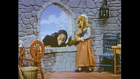1951 - In this Ray Harryhausen stop-motion animated film, the witch jealously looks at Rapunzel and her hair in her tower.