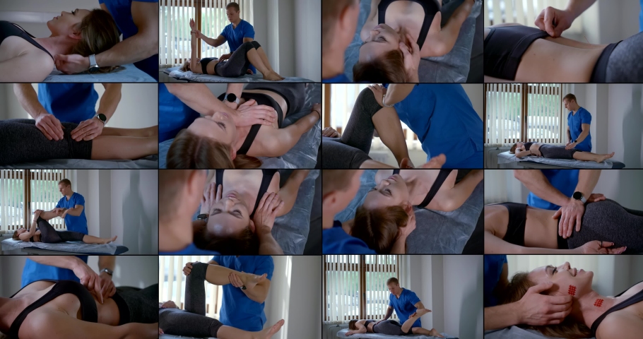 massage chiropractic methods female patient clinic Stockvideoklipp (helt ro...