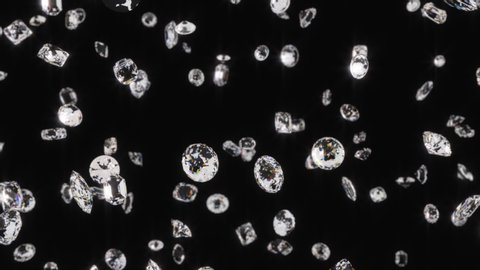 Beautiful Shiny Sparkling Diamond Gems Falling in Slow Motion - 4K Seamless Loop Motion Background Animation