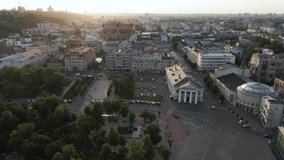 Aerial view of Kyiv, Ukraine. Slow motion