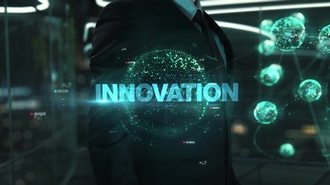 Businessman with Innovation hologram concept
