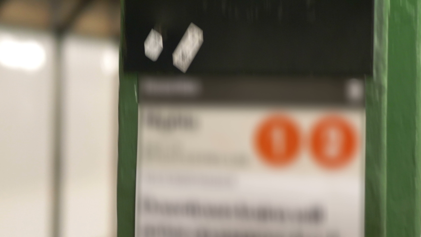 Time Square Sign in Subway Platform in New York City in 4K Slow motion