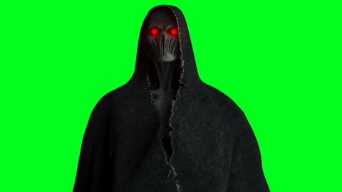 Mystery fear ghost animation . dynamic hoodie. Isolate. Realistic 4k green screen animation.