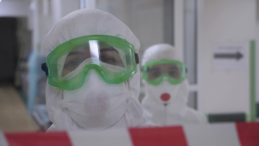 Swedish nurse with mask during the Coronavirus pandemic. Close up in Royalty-Free Stock Footage #1054888211