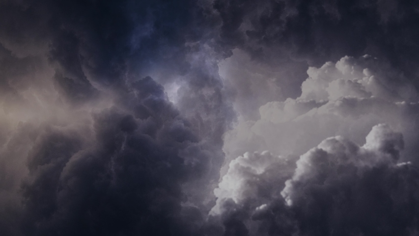 black clouds accompanied by lightning strikes Royalty-Free Stock Footage #1054894568