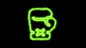 The appearance of the green neon symbol boxing glove. Flicker, In - Out. Alpha channel Premultiplied - Matted with color black - Powered by Shutterstock - Get 15% off with code: PIKWIZARD15