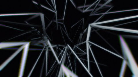 Dark Abstract Mesh Tunnel Loop with Digital Glitch and Chromatic Aberration
