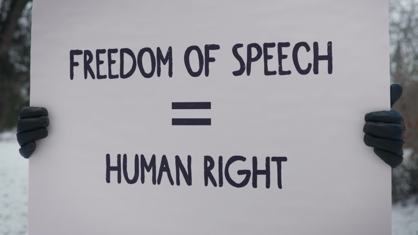 Freedom of Speech is Human Right Poster, Close Up, Democracy Royalty-Free Stock Footage #1054913558