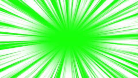 Green screen fast anime speed line or zoom line motion background. Animation loop comic speed radial background.