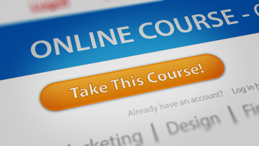 Mouse Cursor Clicking "Take This Course!" Button on Webinars/Online Course Website
 Royalty-Free Stock Footage #1054926353