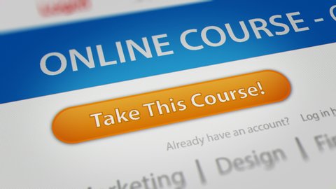 Mouse Cursor Clicking "Take This Course!" Button on Webinars/Online Course Website
