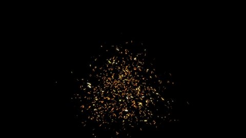 4 Pack Golden confetti shiny explosion falling from above high quality 60fps Animation with mask on black background