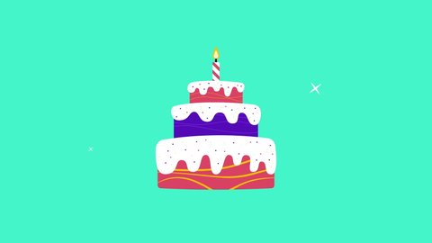 Happy Birthday Background. Animated birthday cake with candle.