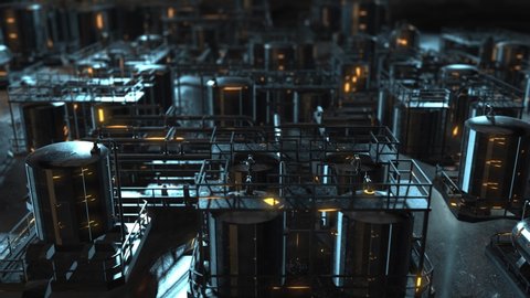 Industrial refinery factory plant petroleum oil and gas production - 3D Animation Render