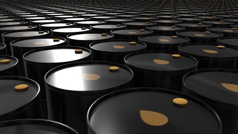 Global international commodity trade in oil, Crude oil barrels concept - 3D Animation Render