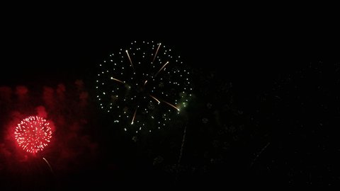 Seamless looping real Fireworks display celebration, Colorful New Year Firework 4K