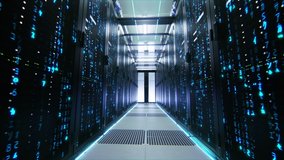 Data Center Style Numbers Raining in Server Racks. Animation Visualizing and Digitalizing Virtual Reality of Information, Data, Simulation, Quantum Super Computing, AI and Neural Networks - Powered by Shutterstock - Get 15% off with code: PIKWIZARD15