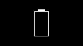 animation of battery charge icon from red to green on black background 4k video