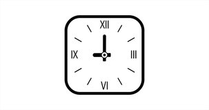 Animation of rotation clock, seamless loop. Full 12-hour cycle in 6 seconds. Roman numerals. 4K vector video motion clip