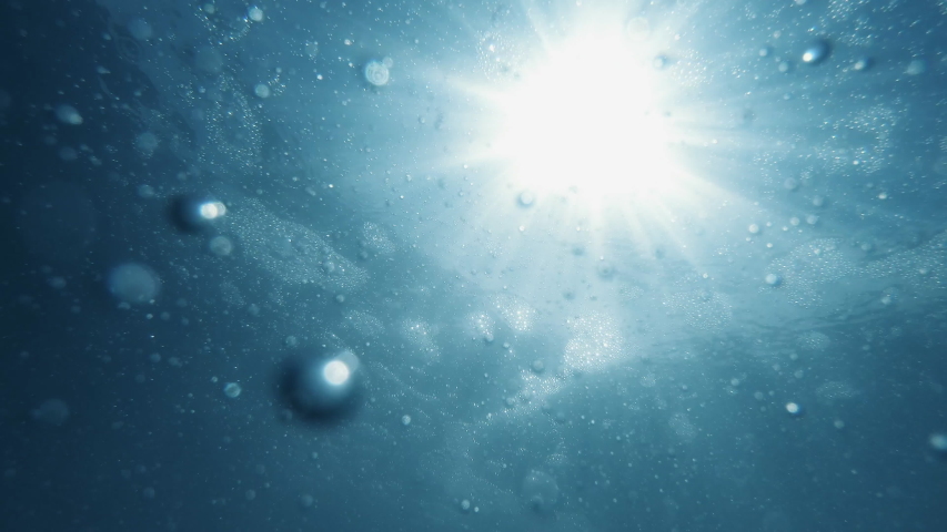 Bubbles under water rising up in Slow Motion underwater scene  | Shutterstock HD Video #1054963442