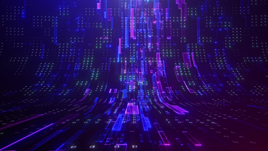 Abstract Technology Background. Binary data and streaming code. 3d rendering Royalty-Free Stock Footage #1054971005
