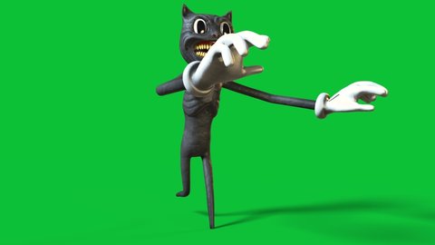 Cartoon Cat Runs Green Screen Front Stock Footage Video (100% Royalty ...