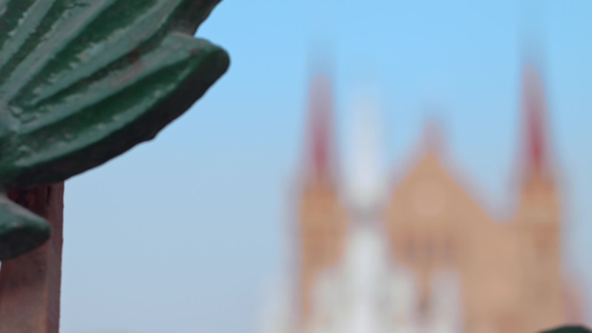 Unique artistic view of St. Patrick’s Cathedral , idols outside for Christian minority 