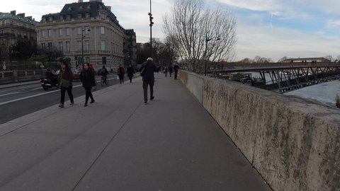 Walking hyperlapse of Paris streets during winter