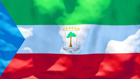 The national flag of Equatorial Guinea flutters in the wind