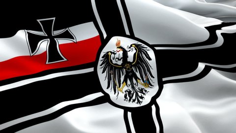 Imperial War Ensign 1918-1921 waving flag. National 3d Germany flag waving. Sign of Germany Imperial flag  seamless loop animation. Germany flag HD resolution Background. German Closeup 1080p 