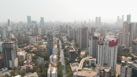 Aerial Drone View Mumbai City, Maharashtra, Empty roads during 2020 lockdown