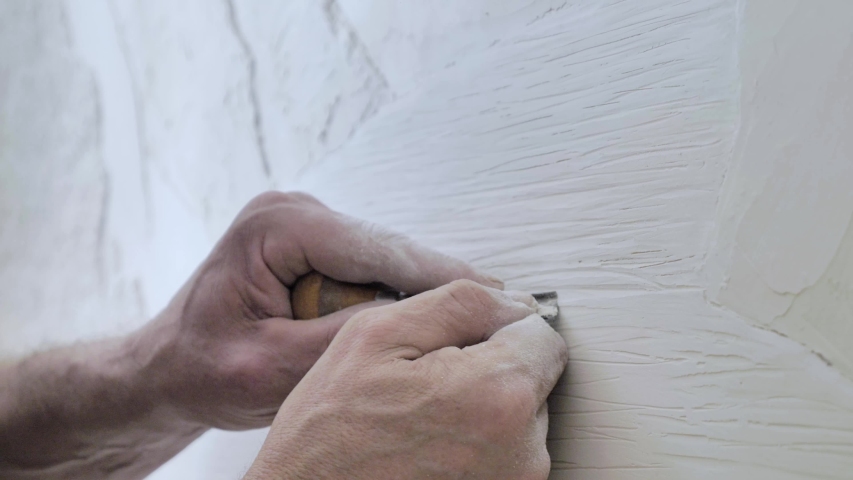 Creation of decorative panels on the wall | Shutterstock HD Video #1055009261