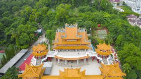 aerial view hyperlapse 4k video of Thean Hou Temple in Kuala Lumpur, Malaysia. hyper lapse Thean Hou Temple.	
