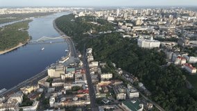  Aerial view of kyiv ukraniain city . Slow motion