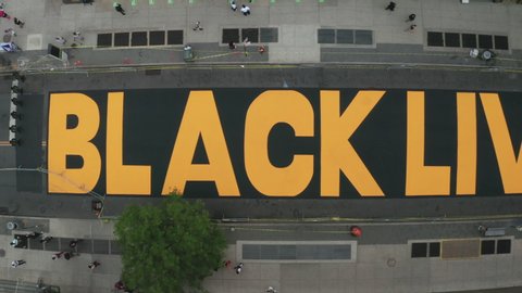 Aerial Drone Shot of Black Lives Matter Mural in Bed-Stuy, Brooklyn, New York - Shot on DJI Mavic 2 Pro on June 19, 2020