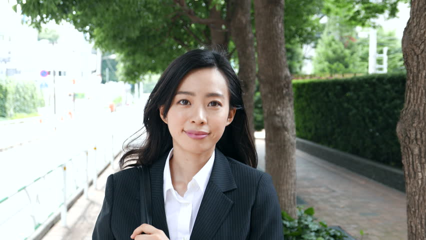 happy business woman going to work