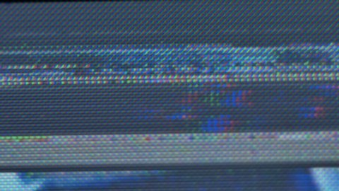 VHS defects, noise and artifacts, glitches from the old VHS tape. Visual video effects stripes, tv screen noise glitch effect. 