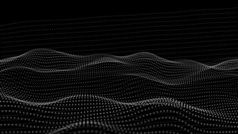 Abstract technology background .Particles on a black background .Abstract waves .Business Presentation seamless loop background.