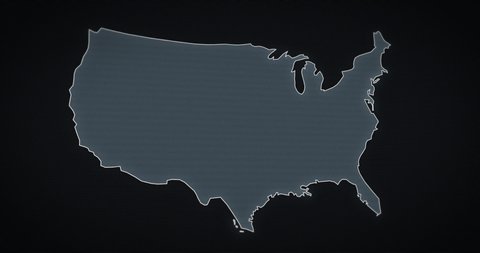USA Map on TV Screen. United States of America Map formed by millions of pixels on TV screen. Digital generated animation.