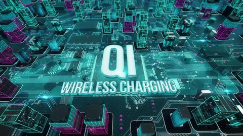 Qi Wireless Charging with digital technology hitech concept