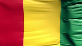 Waving flag. National flag of Guinea. Realistic 3D animation