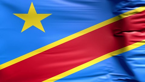 Waving flag. National flag of Republic of the Congo. Realistic 3D animation