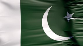 Waving flag. National flag of Pakistan. Realistic 3D animation