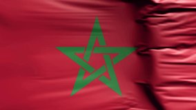 Waving flag. National flag of Morocco. Realistic 3D animation
