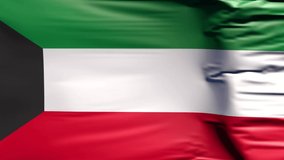Waving flag. National flag of Kuwait. Realistic 3D animation